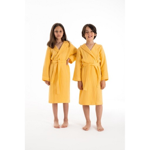 Halat pentru copii galben pentru 9-10 ani din muselină Muslin – Foutastic