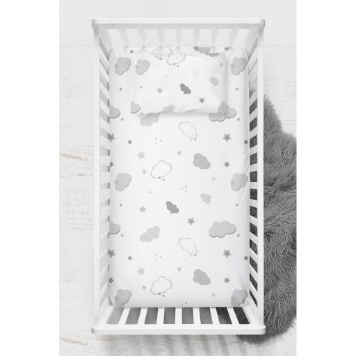Cearceaf pentru copii alb din bumbac ranforcé pentru pătuț 100x150 cm Bulut – Mijolnir