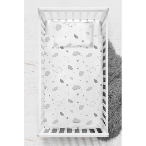 Lenjerie de pat pentru copii albă din bumbac ranforcé pentru pătuț 100x150 cm Bulut – Mijolnir