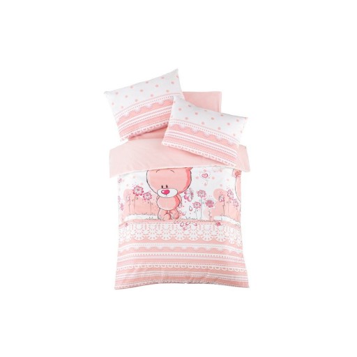 Lenjerie de pat pentru copii roz din bumbac ranforcé pentru pătuț cu cearceaf inclus, cu 4 piese 100x150 cm Pinky – Mijolnir