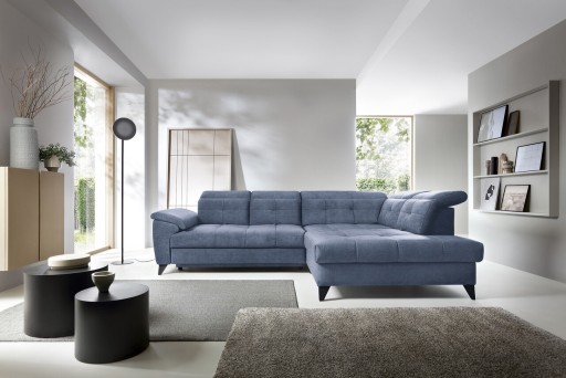 Coltar extensibil dreapta 5 locuri ELTAP, RT-40RAQ, Inferne, 297x210x107 cm, lemn/poliester, albastru deschis