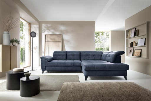 Coltar extensibil dreapta 5 locuri ELTAP, RT-40REL, Inferne, 297x210x107 cm, lemn/poliester, albastru