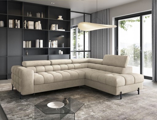 Coltar extensibil dreapta 5 locuri ELTAP, RT-18AU, Ferucce, 276x200x93 cm, lemn/poliester, bej deschis