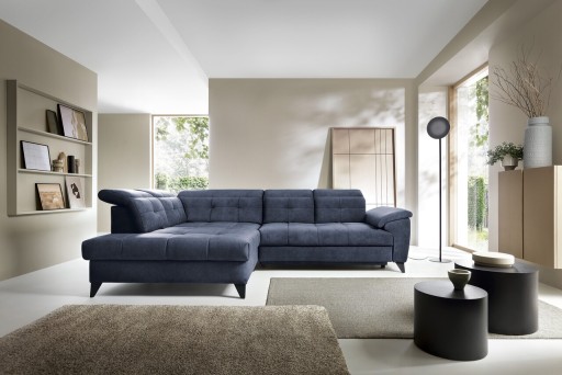 Coltar extensibil stanga 5 locuri ELTAP, LT-40REL, Inferne, 297x210x107 cm, lemn/poliester, albastru