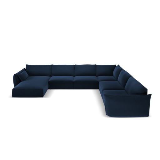 Colțar albastru închis cu tapițerie din catifea (cu colț pe partea dreaptă, în formă de "U") Vanda – Mazzini Sofas