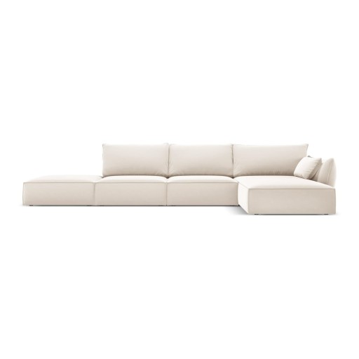 Colțar bej cu tapițerie din catifea (cu colț pe partea dreaptă, cu șezlong) Vanda – Mazzini Sofas