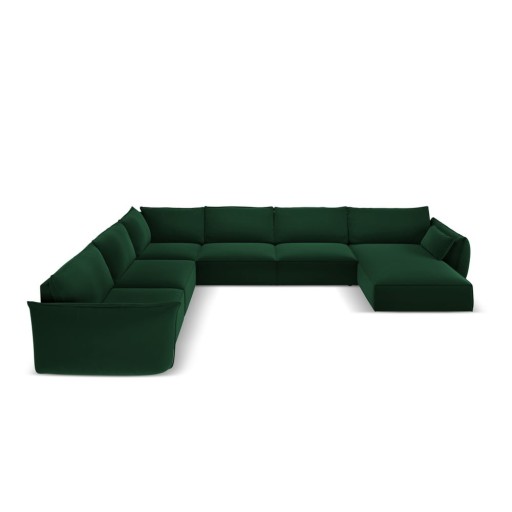 Colțar verde închis cu tapițerie din catifea (cu colț pe partea stângă, în formă de "U") Vanda – Mazzini Sofas