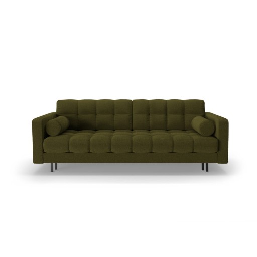 Canapea verde extensibilă, cu spațiu de depozitare cu tapițerie din țesătură bouclé 222 cm Bali – Cosmopolitan Design