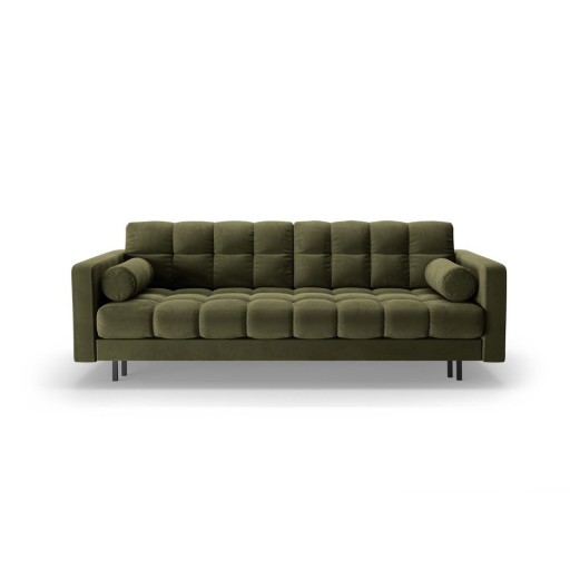 Canapea verde extensibilă, cu spațiu de depozitare cu tapițerie din catifea 222 cm Bali – Cosmopolitan Design