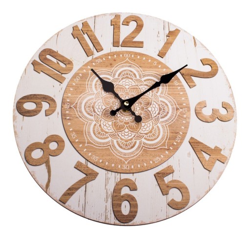 Ceas de perete din lemn Dakls Mandala, ø 34 cm