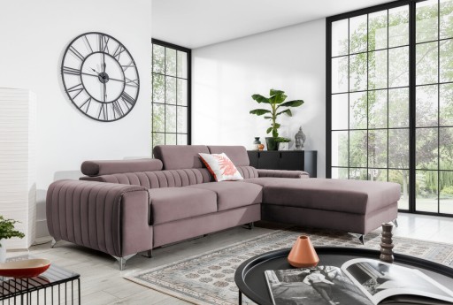 Coltar extensibil dreapta 3 locuri ELTAP, RT-24LO, Grayson, 278x205x92 cm, lemn/poliester, roz