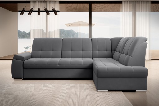 Coltar extensibil dreapta 3 locuri ELTAP, RT-06SO, Sado, 272x192x95 cm, lemn/poliester, gri inchis