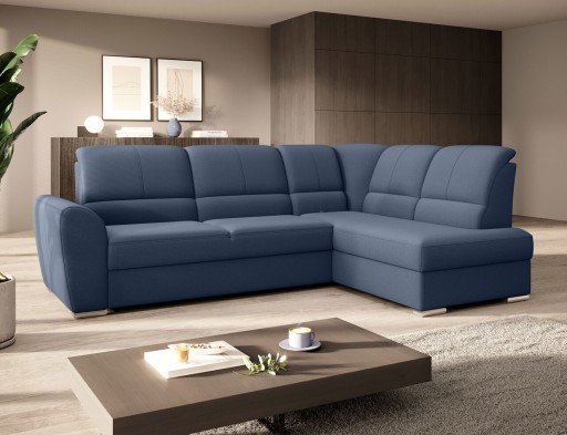 Coltar extensibil dreapta 3 locuri ELTAP, RT-40GO, Siber, 270x186x93 cm, lemn/poliester, albastru inchis