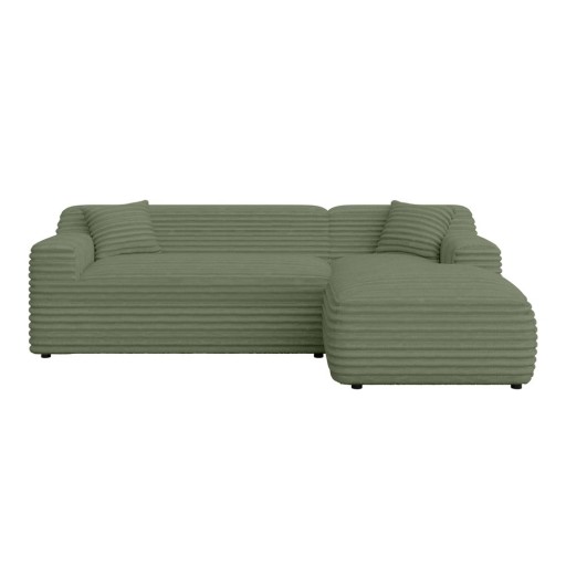 Colțar verde cu tapițerie din catifea reiată (cu colț pe partea dreaptă/cu șezlong) Martin – Ropez