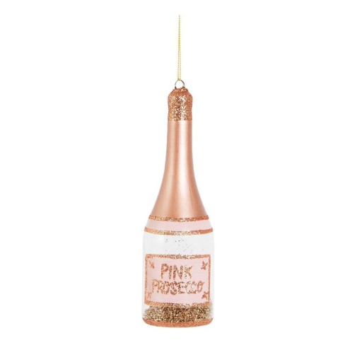 Ornament de Crăciun lucrat manual din sticlă ø 5 cm Pink Prosecco – Sass & Belle