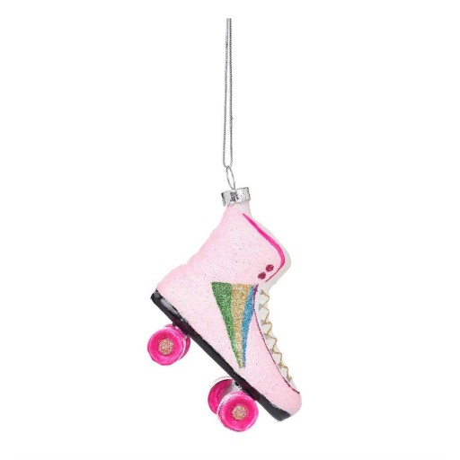 Ornament de Crăciun lucrat manual din sticlă 8 cm Retro Rollerskate – Sass & Belle