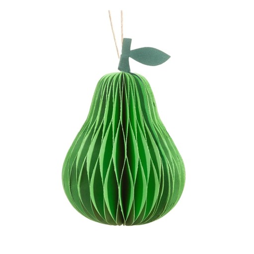 Ornament de Crăciun lucrat manual din hârtie ø 7 cm Pear Honeycomb – Sass & Belle