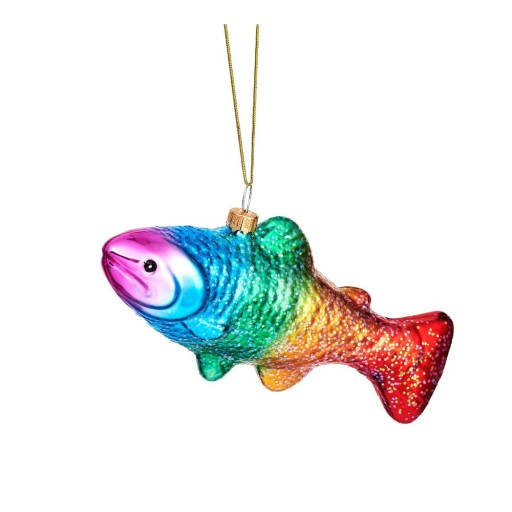 Ornament de Crăciun lucrat manual din sticlă 7 cm Rainbow Trout – Sass & Belle