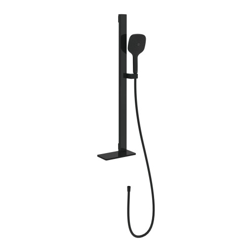 Set de dus Villeroy & Boch Infinity Showers cu bara 90cm  polita  furtun si para cu 3 tipuri de jet  negru mat