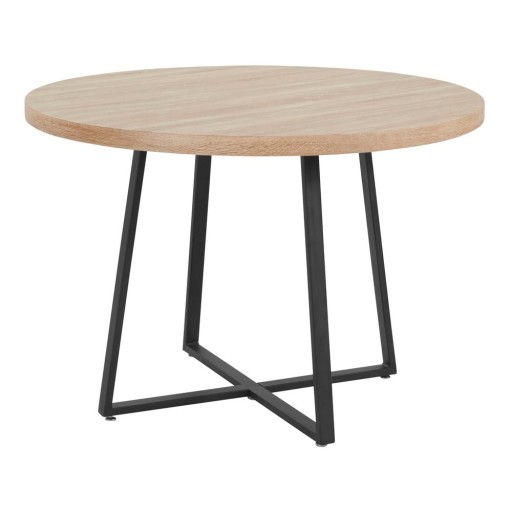 Masă de dining în culoare naturală rotundă cu blat cu aspect de lemn de stejar ø 110 cm Anja – Støraa