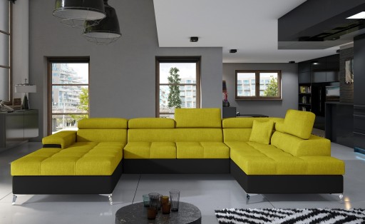 Coltar extensibil dreapta 5 locuri ELTAP, Edr-46, Eduardo, 337x205x88 cm, lemn/poliester, galben/negru