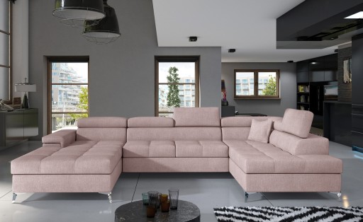Coltar extensibil dreapta 5 locuri ELTAP, Edr-50, Eduardo, 337x205x88 cm, lemn/poliester, roz deschis