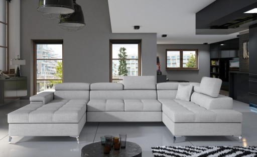 Coltar extensibil dreapta 5 locuri ELTAP, Edr-56, Eduardo, 337x205x88 cm, lemn/poliester, gri deschis