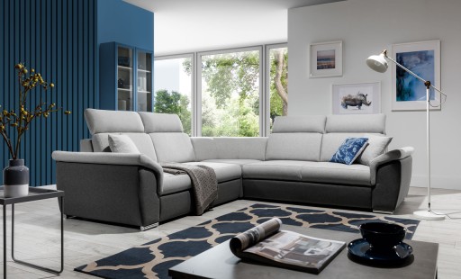 Coltar extensibil 5 locuri ELTAP, Fed-36, Federico, 266x266x102 cm, lemn/poliester, gri deschis/gri inchis