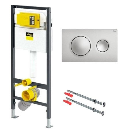 Set rezervor incastrat Viega Prevista cu cadru  set de fixare si clapeta crom mat