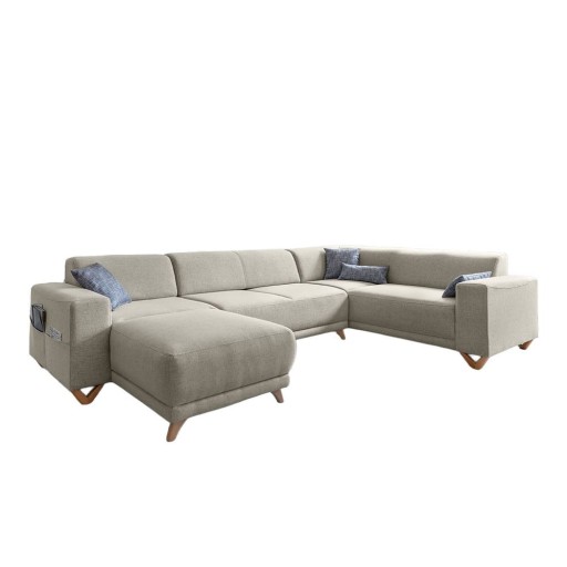 Colțar bej extensibil/cu spațiu de depozitare (cu colț pe partea dreaptă/în formă de "U") Classy Sophie – Miuform