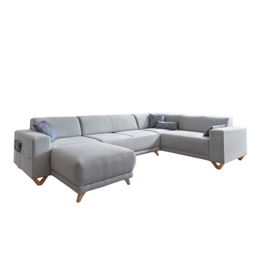Colțar gri deschis extensibil/cu spațiu de depozitare (cu colț pe partea dreaptă/în formă de "U") Classy Sophie – Miuform