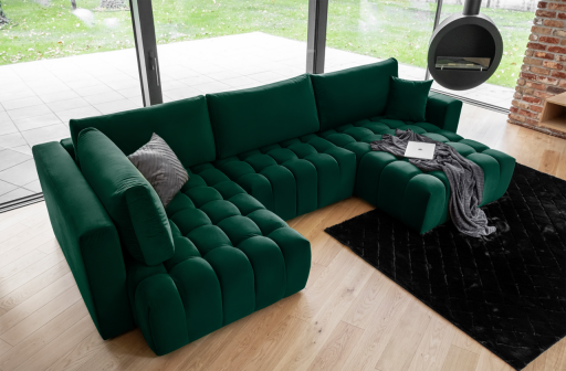 Coltar extensibil dreapta 6 locuri ELTAP, RT-35LO, Bonito, 350x175x92 cm, lemn/poliester, verde inchis