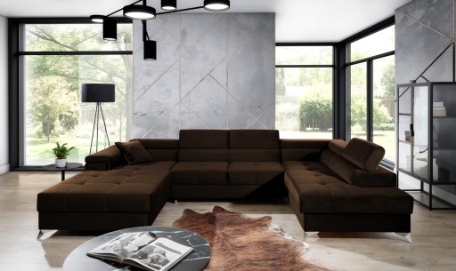 Coltar extensibil dreapta 5 locuri ELTAP, Edr-102, Eduardo, 337x205x88 cm, lemn/poliester, maro inchis