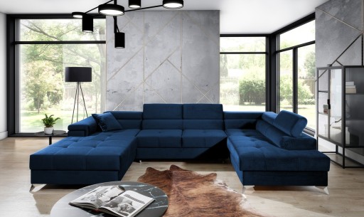 Coltar extensibil dreapta 5 locuri ELTAP, Edr-104, Eduardo, 337x205x88 cm, lemn/poliester, albastru inchis