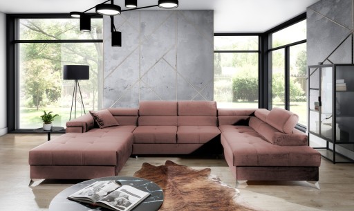Coltar extensibil dreapta 5 locuri ELTAP, Edr-108, Eduardo, 337x205x88 cm, lemn/poliester, roz