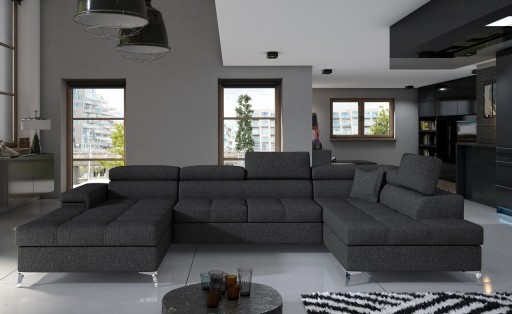 Coltar extensibil dreapta 5 locuri ELTAP, Edr-34, Eduardo, 337x205x88 cm, lemn/poliester, gri inchis