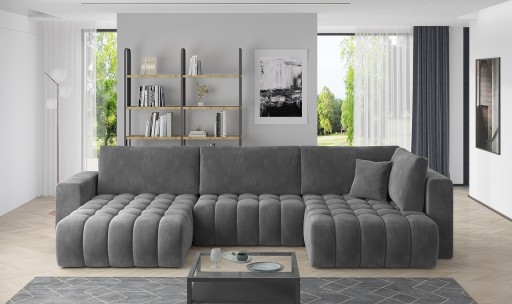 Coltar extensibil stanga 6 locuri ELTAP, LT-06SO, Bonito, 350x175x92 cm, lemn/poliester, gri inchis
