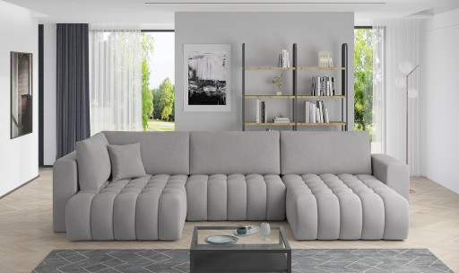 Coltar extensibil dreapta 6 locuri ELTAP, RT-03NU, Bonito, 350x175x92 cm, lemn/poliester, gri deschis
