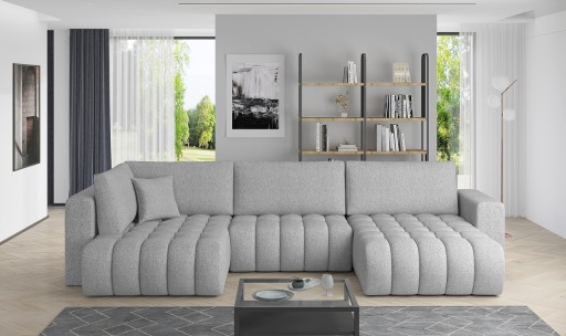 Coltar extensibil dreapta 6 locuri ELTAP, RT-04BO, Bonito, 350x175x92 cm, lemn/poliester, gri deschis