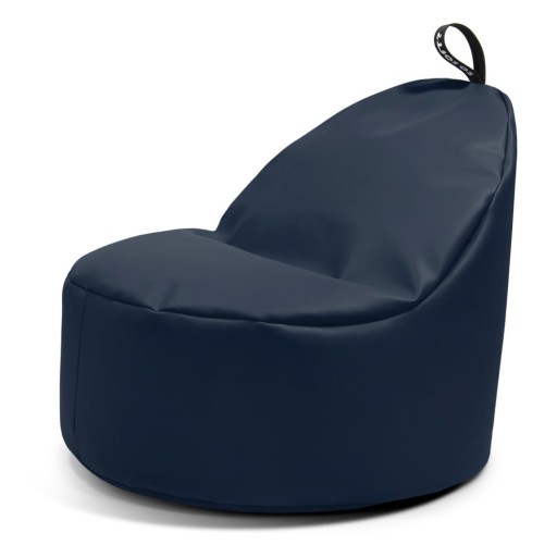 Fotoliu bean bag albastru închis cu tapițerie din imitație de piele Round L – So Soft?