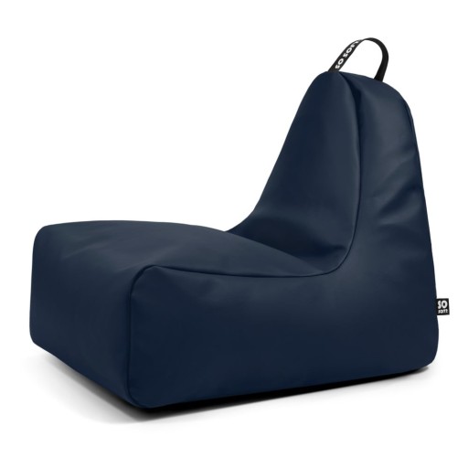 Fotoliu bean bag albastru închis cu tapițerie din imitație de piele Chill L – So Soft?