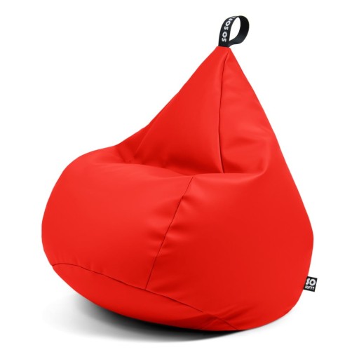 Fotoliu puf pentru copii roșu cu tapițerie din imitație de piele Drop M – So Soft?
