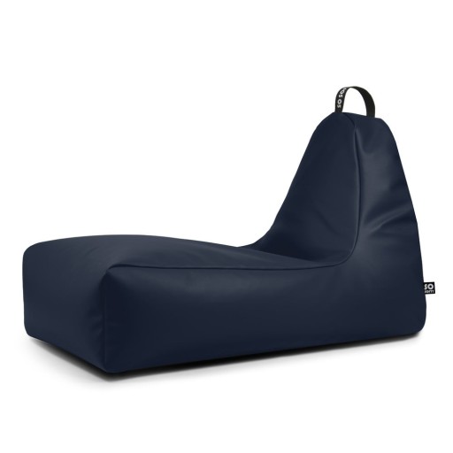 Fotoliu bean bag albastru închis cu tapițerie din imitație de piele Chill XXL – So Soft?