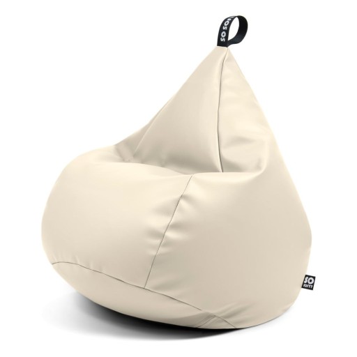 Fotoliu puf pentru copii bej cu tapițerie din imitație de piele Drop M – So Soft?