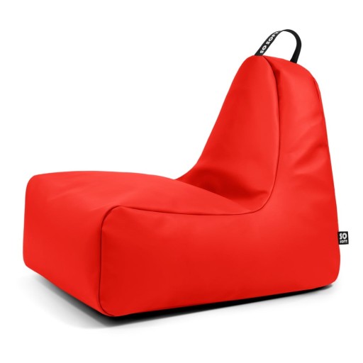 Fotoliu puf pentru copii roșu cu tapițerie din imitație de piele Chill M – So Soft?