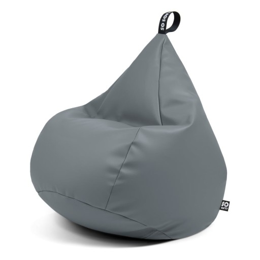 Fotoliu puf pentru copii gri cu tapițerie din imitație de piele Drop M – So Soft?