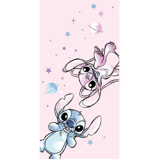 Prosop pentru copii roz din microfibră 70x140 cm Lilo and Stitch "Universe" – Jerry Fabrics