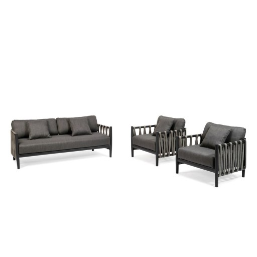 Set mobilier de grădină gri închis din aluminiu pentru 4 persoane Switch Rope – Diphano