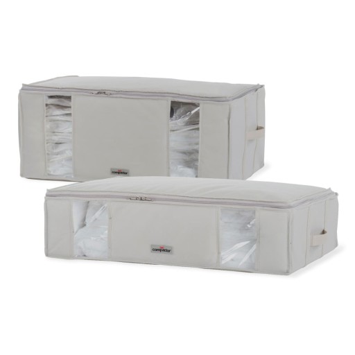 Cutii de depozitare pentru haine 2 buc. din material textil cu vacuum/cu pereți întăriți 65x50x27 cm Life – Compactor