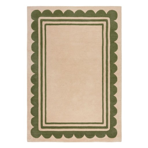 Covor verde/în culoare naturală țesut manual din lână 160x230 cm Lois Scallop – Flair Rugs